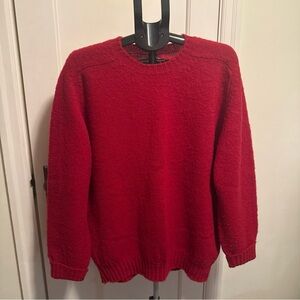 Elegant Red Women's wool Crew Neck Sweater